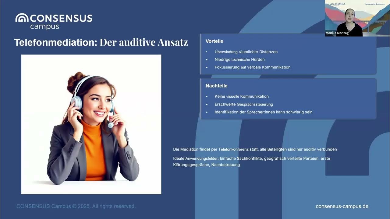 Spektrum an Mediationsformaten in der praktischen Anwendung mit Monika Montag